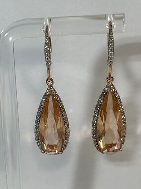 NWOT Chuck Clemency Rose Gold Plate Sterling Silver Genuine Morganite Earrings